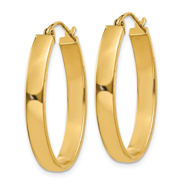 Elegant Long Earrings For Evening Out-14k Lightweight Oval Hoop Earrings