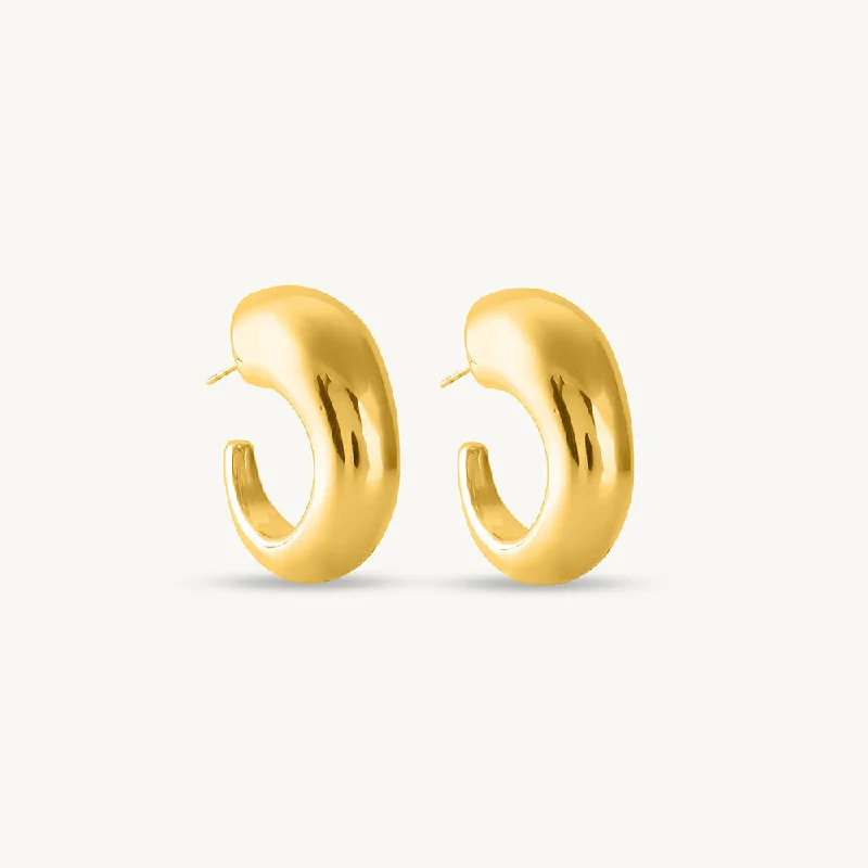 Elegant Hoop Earrings For Anniversary Gifts-Curved Modernity Earrings