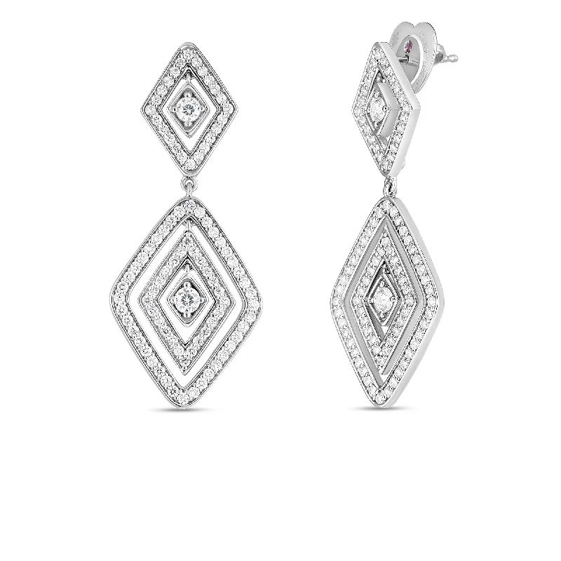 Handcrafted Wooden Earrings For Unique Style-18kt White Gold Diamante Diamond Dangle Earrings