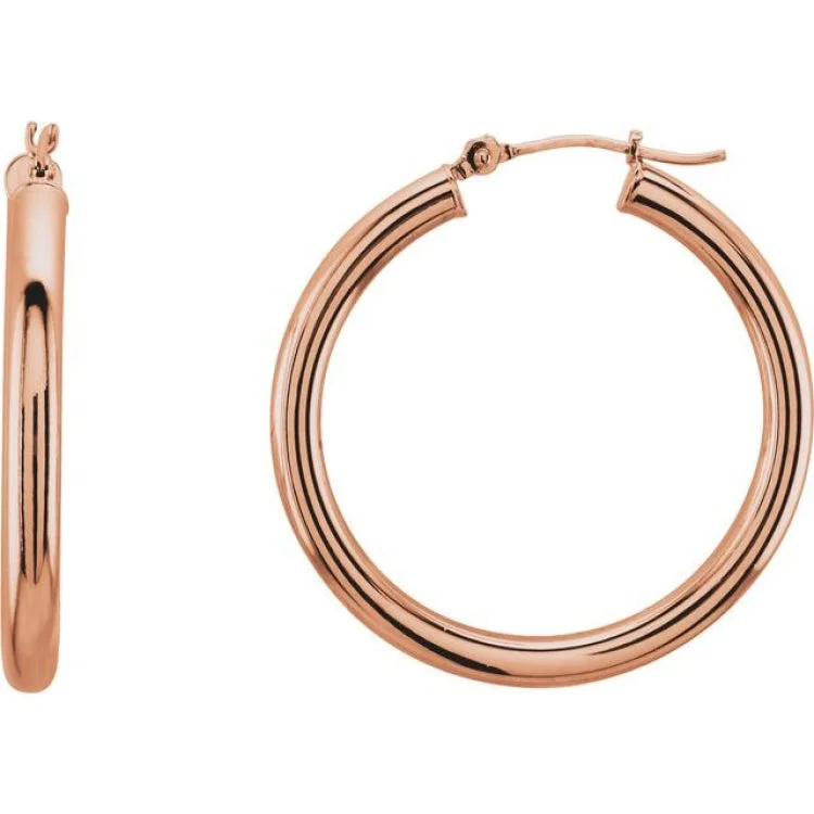 Beautiful Hoop Earrings For Brides-14K Rose 30 mm Tube Hoop Earrings