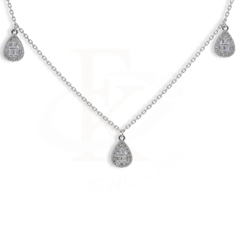 Custom Bar Necklace For Bridesmaids-Sterling Silver 925 Pear Shaped Necklace - FKJNKLSL2939