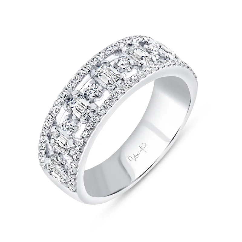 Trendy Custom Wedding Bands For Modern Couples-Uneek Signature Collection 3-Row Anniversary Ring