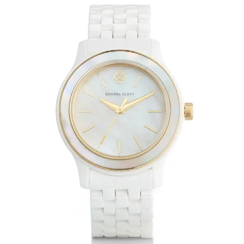 Smart Watches For Men With GPS-Kendra Scott | Alex Two Tone Stainless Steel 35mm Watch in White Ceramic