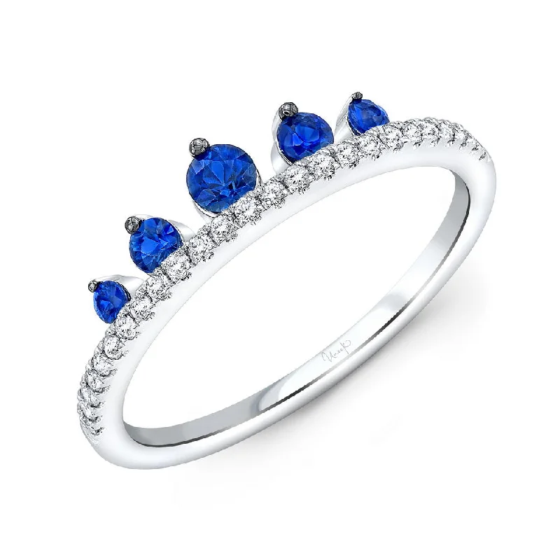 Simple Wedding Bands For Custom Style-Uneek Precious Collection Round Blue Sapphire Fashion Ring