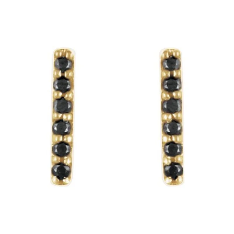 Unique Resin Earrings For Bold Look-14K Yellow 1/10 CTW Natural Black Diamond Bar Earrings