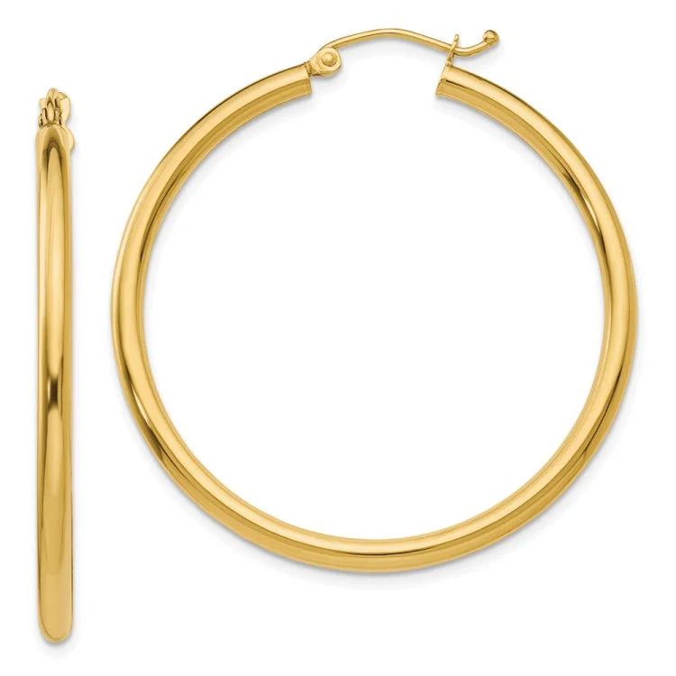 Large Hoop Earrings For Bold Fashion-14K Polished 2.5mm Tube Hoop Earrings