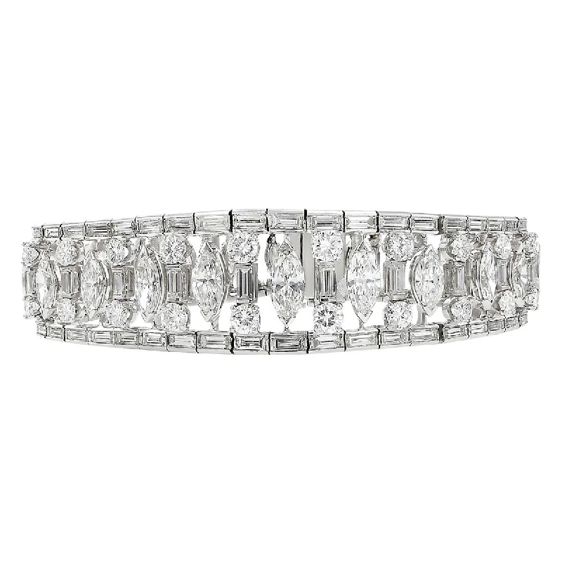 Gemstone Beaded Bracelets For Men-Mid-Century Platinum 28-Carat Diamond Bracelet