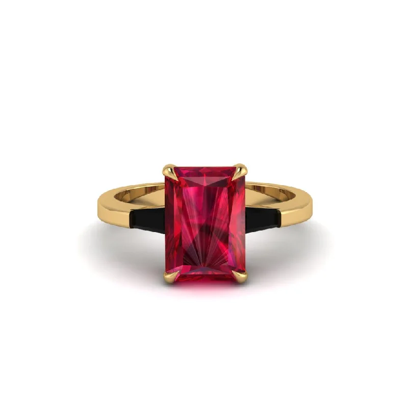 Custom Engagement Rings With Diamonds For Brides-Three Stone Radiant Cut Ruby Engagement Ring - Hillary No. 40