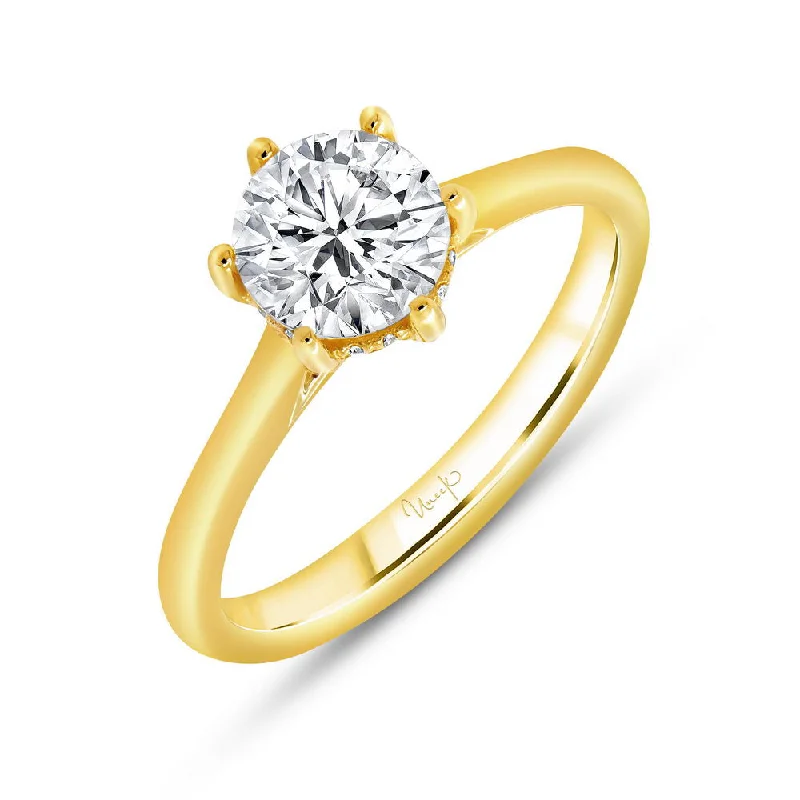 Elegant Wedding Rings For Minimalist Brides-Uneek Timeless Collection Solitaire Round Engagement Ring