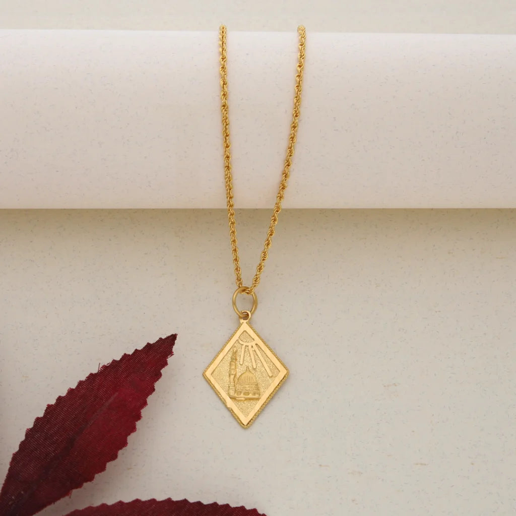 Simple Crystal Pendant Necklace For Weddings-Gold Necklace (Chain With Gold Pendant) 21KT- FKJNKL21K7632