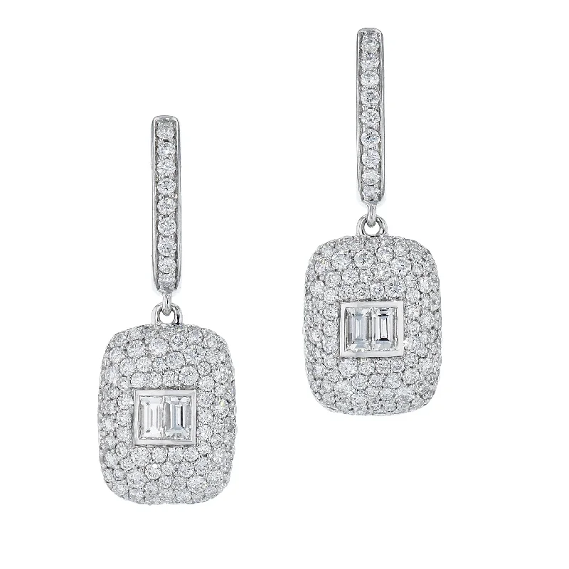 Personalized Birthstone Earrings For Women-Diamond White Gold Drop Earrings