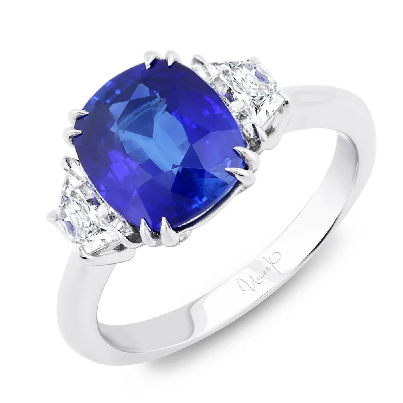 Sparkling Wedding Rings With Colored Diamonds-Uneek Sapphire-and-Diamond Three-Stone Engagement Ring