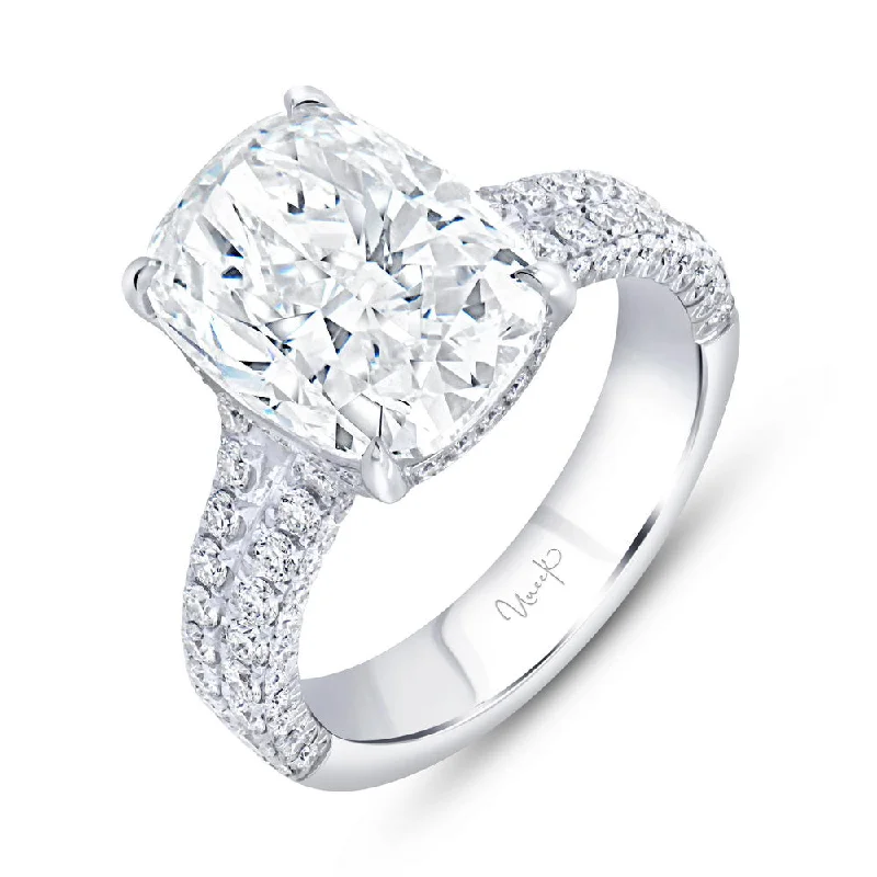 Simple Wedding Bands For Fashion-Forward Brides-Uneek Signature Collection Split Cushion Cut Diamond Engagement Ring