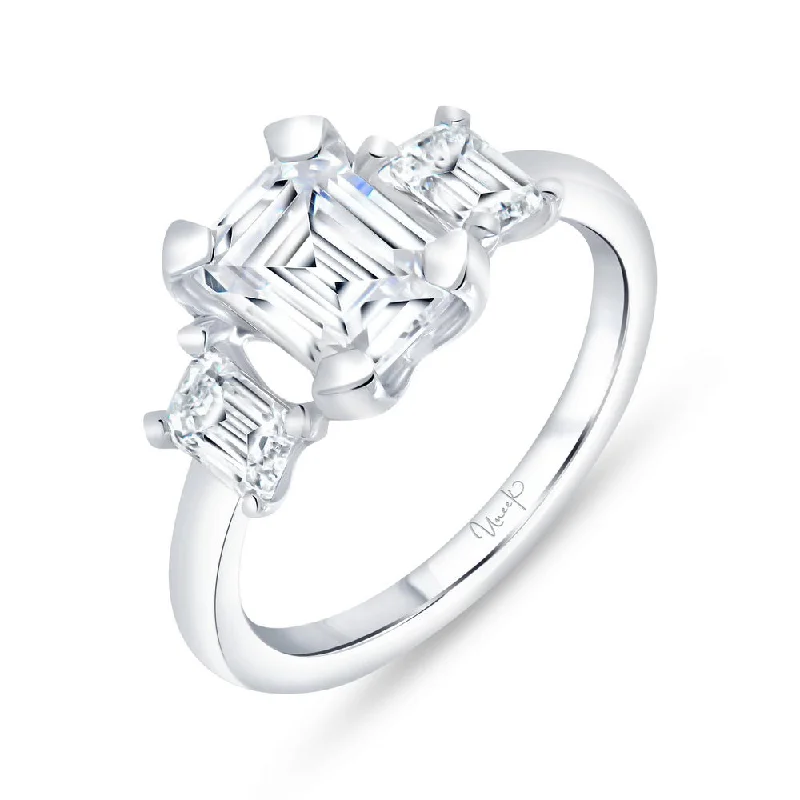 Sparkling Custom Engagement Rings For Modern Brides-Uneek Alexandria Collection Three-Stone Emerald Cut Engagement Ring