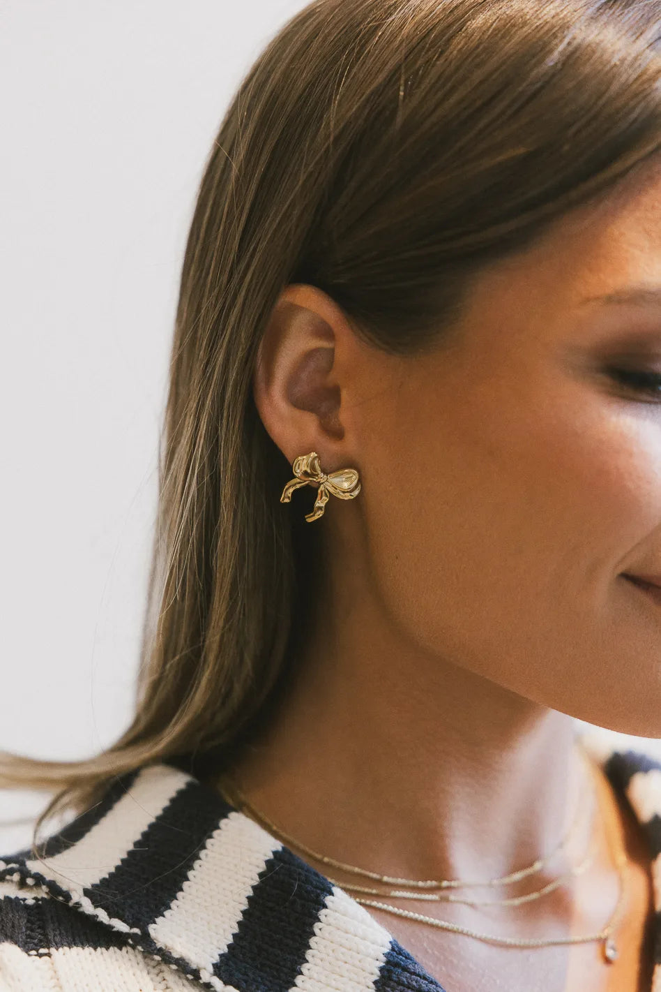 Minimalist Gold Stud Earrings For Women-Louisa Bow Earrings