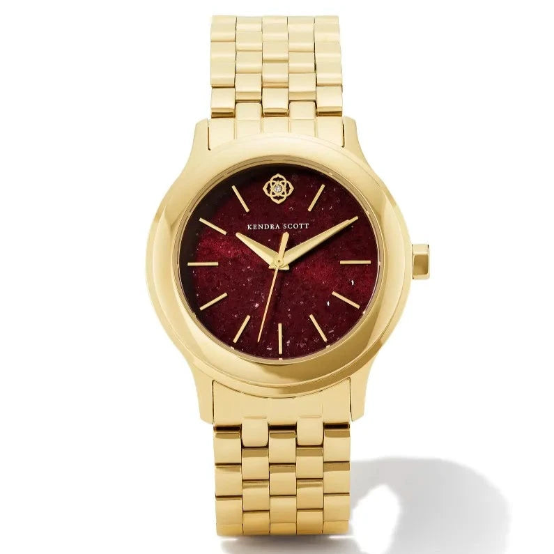 Custom Women’s Watches For Special Gifts-Kendra Scott | Alex Gold Tone Stainless Steel 35mm Watch in Burgundy Quartz