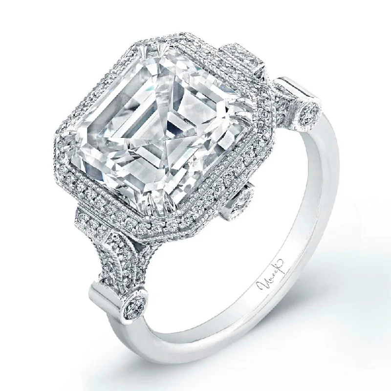 Classic Gemstone Wedding Rings For Bridesmaids-Uneek Estate-Inspired 5-Carat Asscher Diamond Engagement Ring