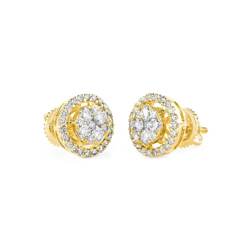 Designer Earrings For Fashionable Look-Round Pave Halo Earrings