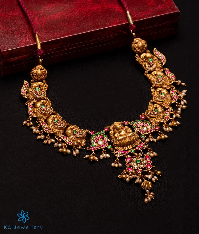 Elegant Chain Necklace For Formal Events-The Lakshmi Silver Kundan-Jadau Necklace