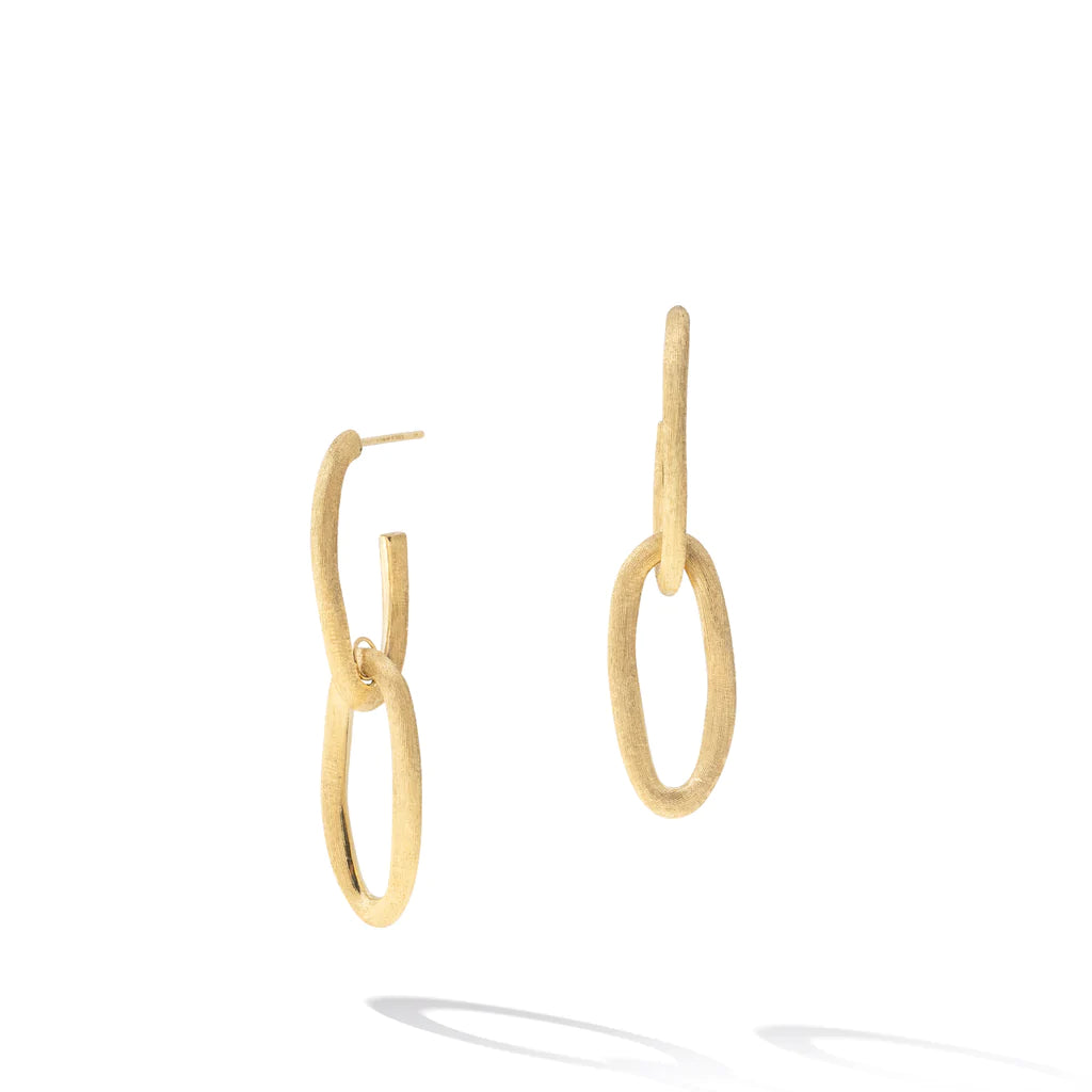 Simple Drop Earrings For Elegant Style-18kt Yellow Gold Oval Double Link Jaipur Collection Earrings