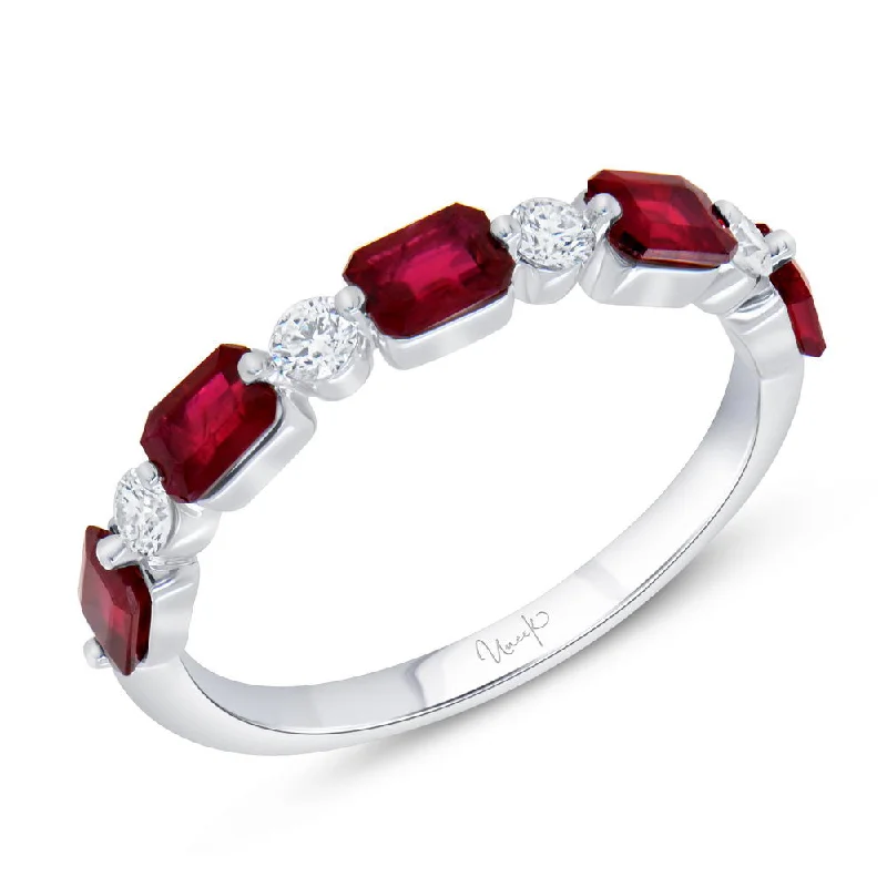 Personalized Birthstone Rings For Wedding Day-Uneek Precious Collection 1-Row Ruby Fashion Ring