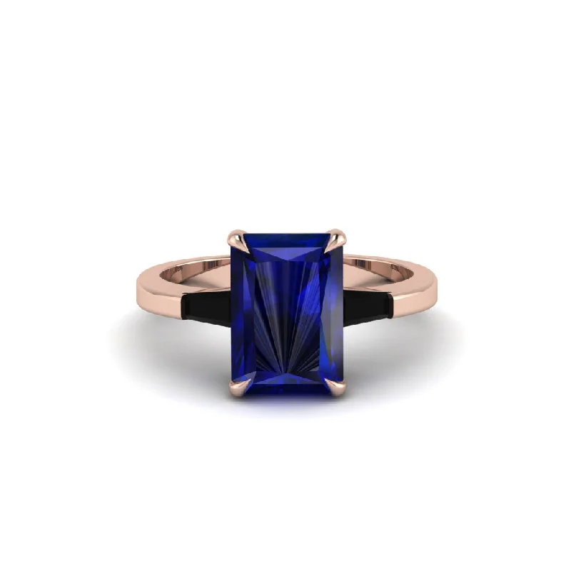 Simple Titanium Rings For Bridesmaids-Three Stone Radiant Cut Sapphire Engagement Ring - Hillary No. 44