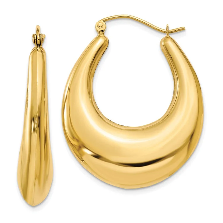 Elegant Teardrop Earrings For Casual Look-14k Polished Hoop Earrings