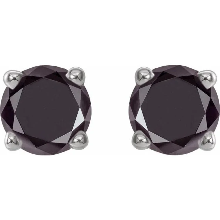 Geometric Earrings For Modern Fashion-14K White 1/2 CTW Natural Black Diamond Stud Earrings