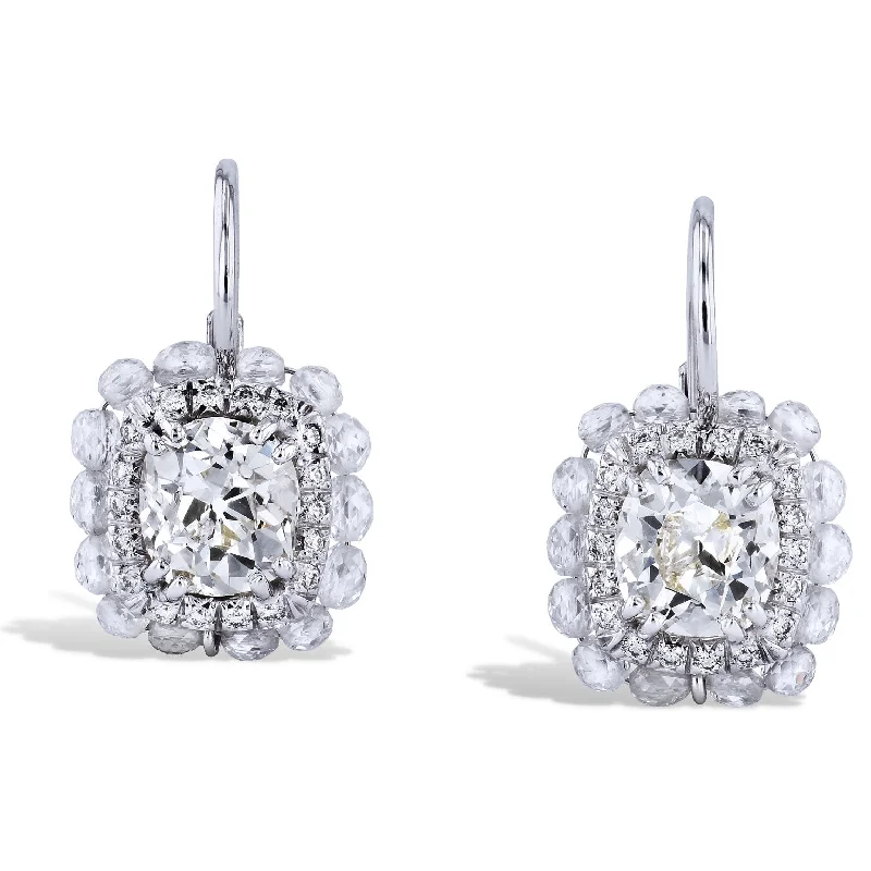 Elegant Teardrop Earrings For Casual Look-Classic Old Mine Cut Diamond Lever-back Earrings