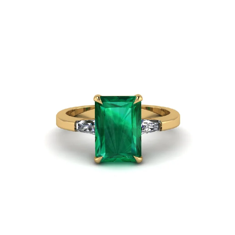 Personalized Custom Engagement Rings For Bridesmaids-Three Stone Radiant Cut Emerald Engagement Ring - Hillary No. 4