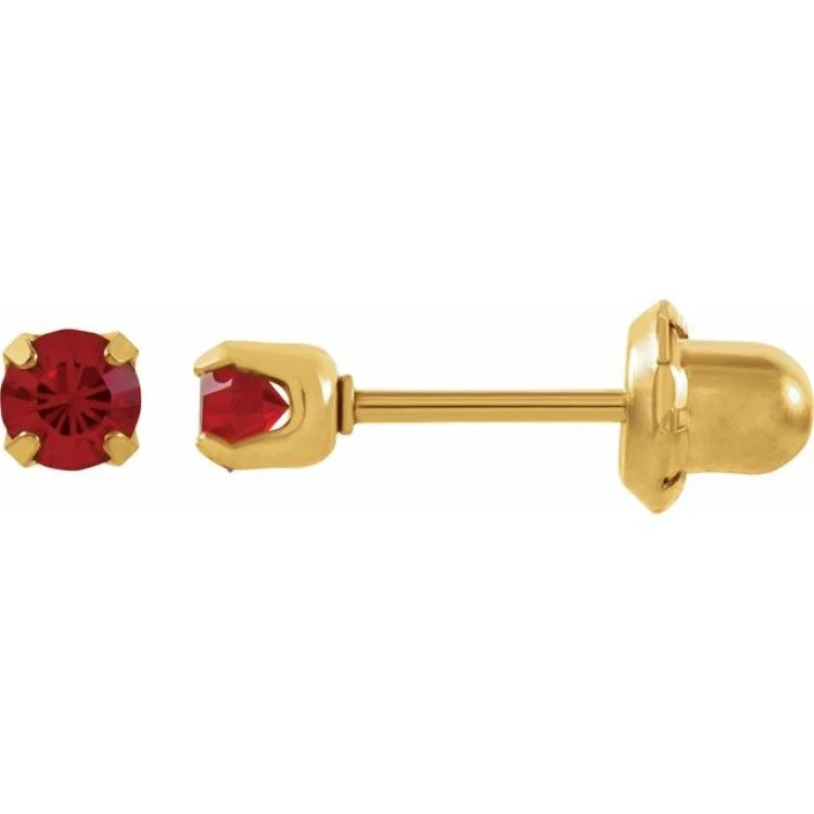 Elegant Long Earrings For Evening Out-24K Yellow Gold-Plated Stainless Steel Imitation Ruby Inverness® Piercing Earrings