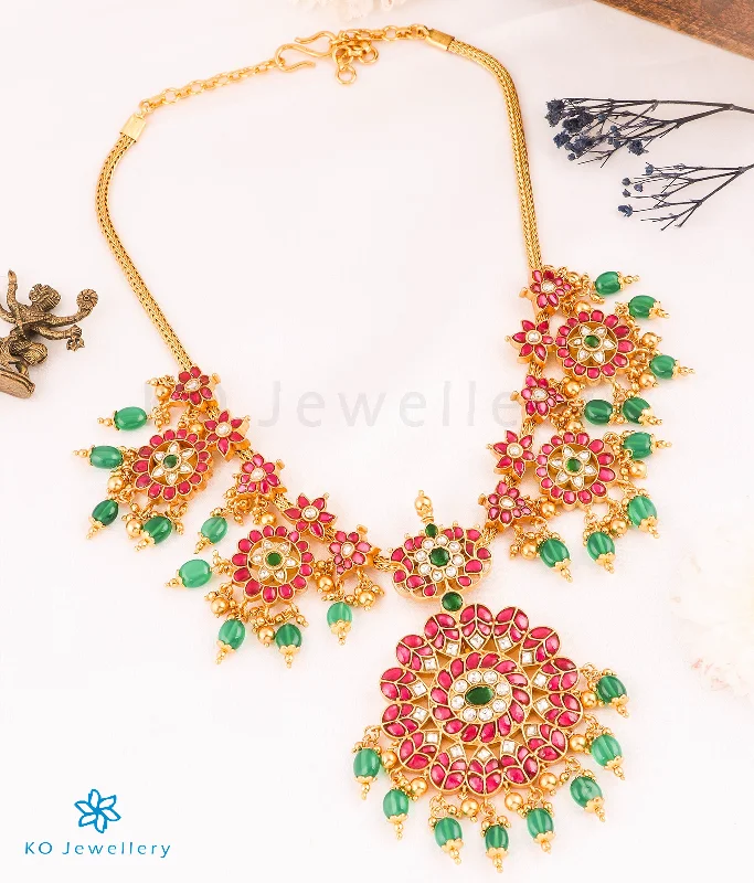 Sparkling Gold Necklace For Bridesmaids-The Roya Silver Kundan-Jadau Necklace