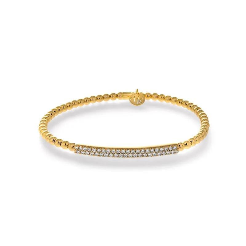 Men’s Beaded Bracelets With Charm-Hulchi Belluni 18K Yellow Gold 0.41ctw Diamond Pave Bar Stretch Bracelet- 21348-YW