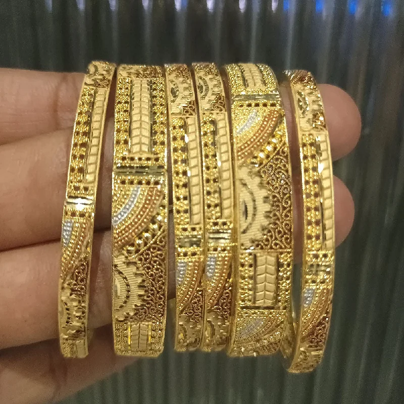 Sparkling Wedding Bangles For Engagement Day-Pari Art Jewellery Forming Gold Bangles Set