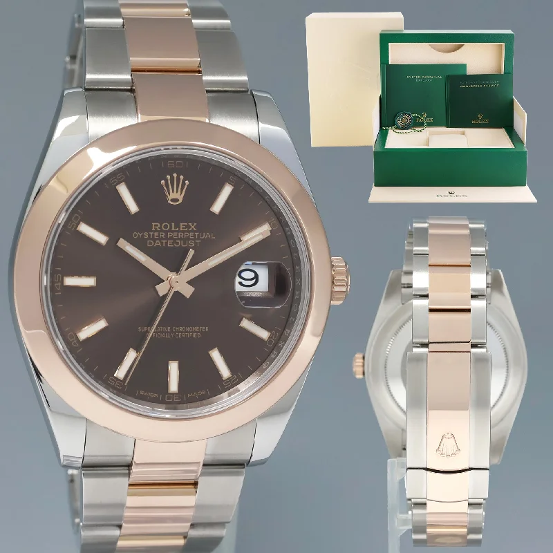 Affordable Luxury Watches For Men-MINT 2019 Rolex DateJust 41 126301 Brown Everose Gold 18K Two-Tone Oyster Watch Box