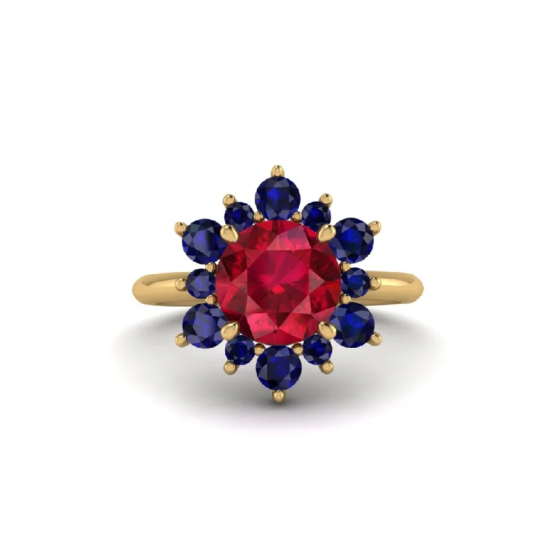 Luxury Wedding Bands With Sapphires For Brides-Vintage Ruby Snowflake Engagement Ring - Priscilla No. 70