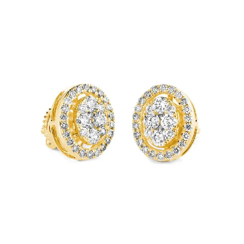 Designer Earrings For Special Celebrations-Oval Pave Halo Earrings