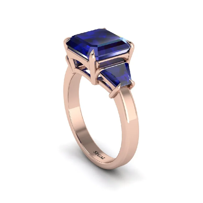 Custom Titanium Engagement Rings For Modern Brides-Three Stone Sapphire Engagement Ring - Bethany No. 74