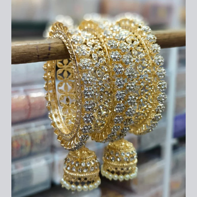 Elegant Custom Wedding Bangles For Fashion Brides-Kavita Art Gold Plated  Austrian Stone  Bangles Set