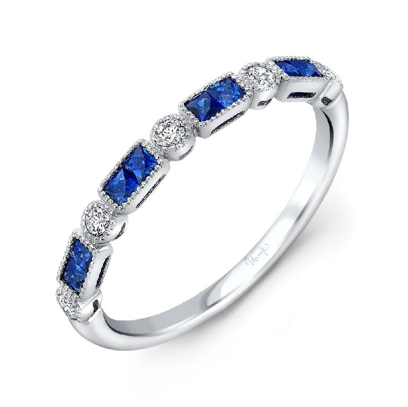 Unique Engagement Rings With Colored Diamonds-Uneek Precious Collection 1-Row Princess Cut Blue Sapphire Fashion Ring