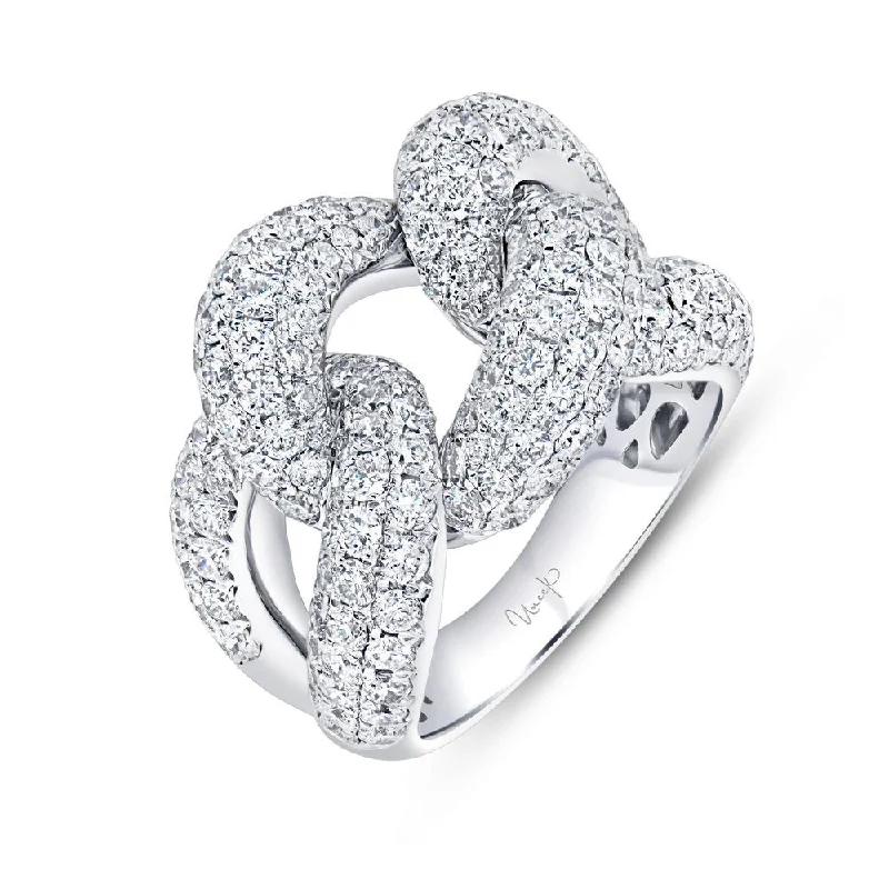 Sparkling Wedding Bands For Bridesmaids-Uneek Legacy Collection Twist Fashion Ring