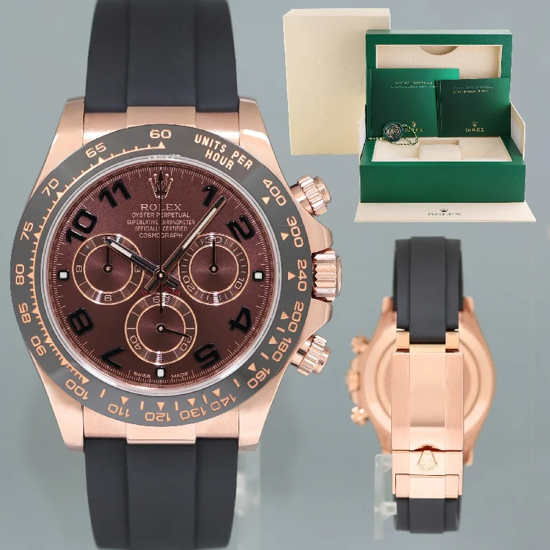 Personalized Watches For Men-NEW 2022 Rolex Daytona Chocolate Arabic Ceramic 116515 Rose Gold 40mm Watch Box