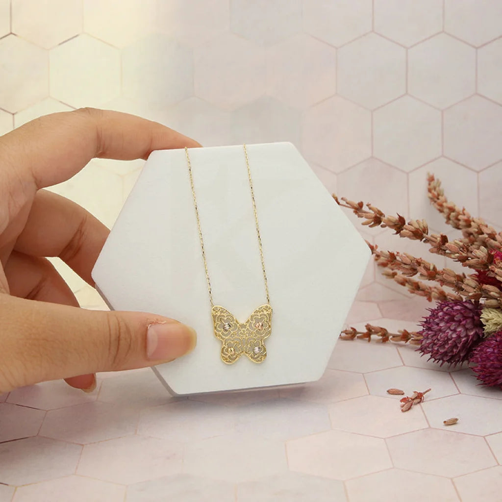 Classic Gold Necklace For Weddings-Gold Butterfly Shaped Necklace 18KT - FKJNKL18K5273