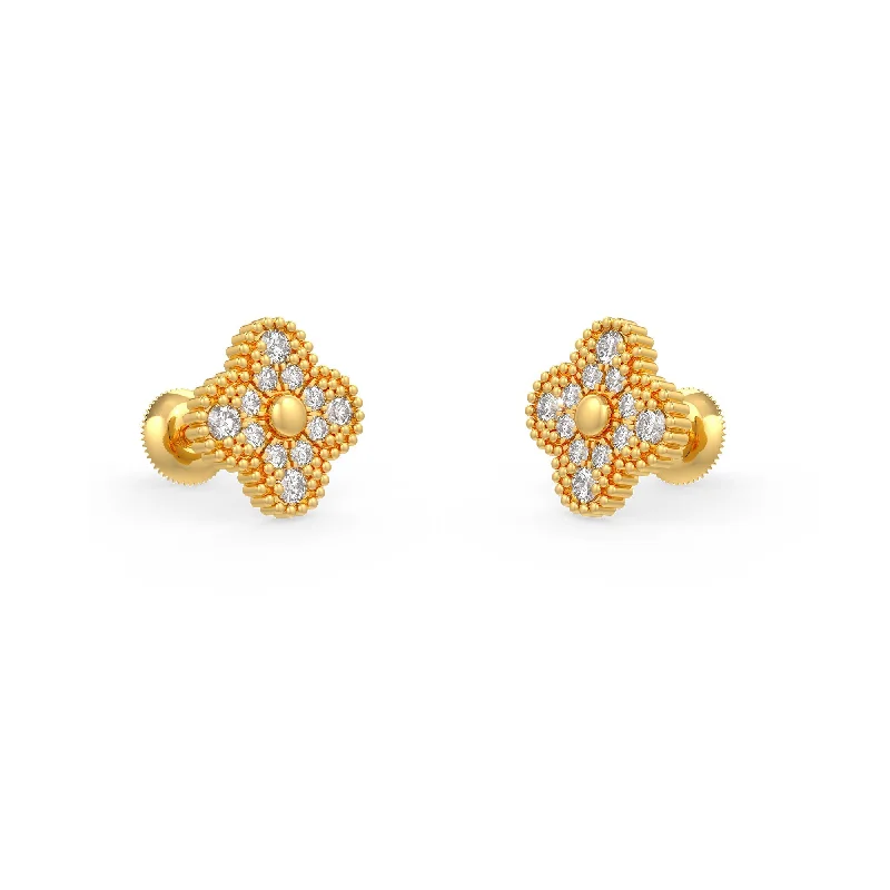 Dainty Gold Earrings For Everyday Use-Lily Pave Earrings