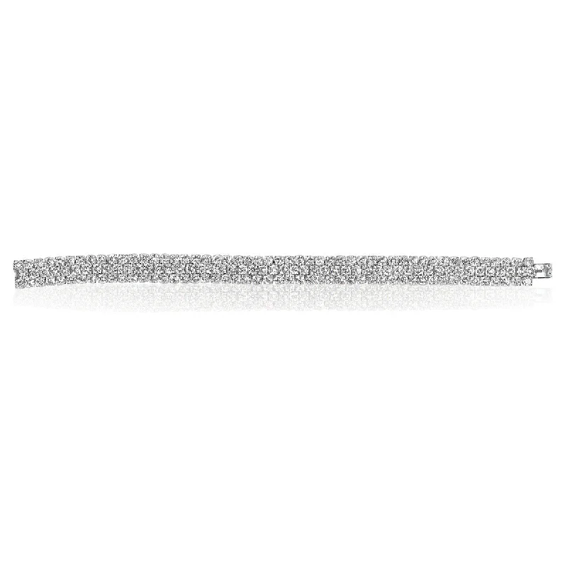 Men’s Gold Chain Bracelets-Platinum 3 Row Diamond Bracelet