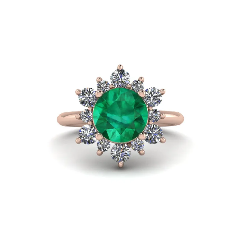 Custom Wedding Rings For Timeless Proposals-Vintage Emerald Snowflake Engagement Ring - Priscilla No. 5