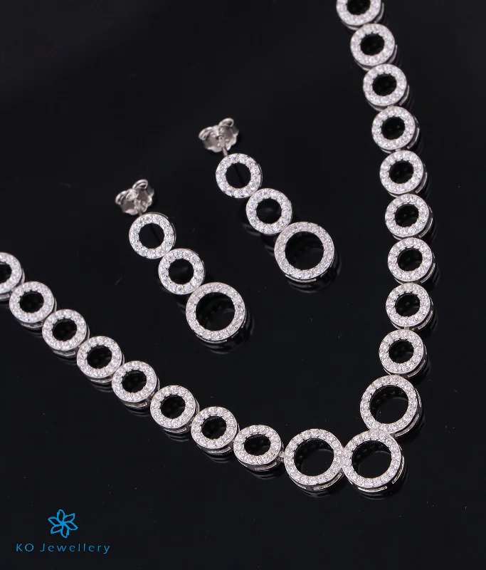 Luxury Crystal Necklace For Wedding Day-The Navanya Silver Necklace Set