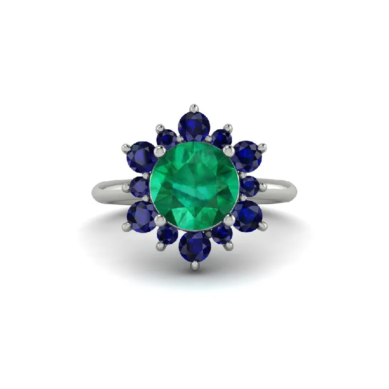 Trendy Custom Rings For Special Occasions-Vintage Emerald Snowflake Engagement Ring - Priscilla No. 66