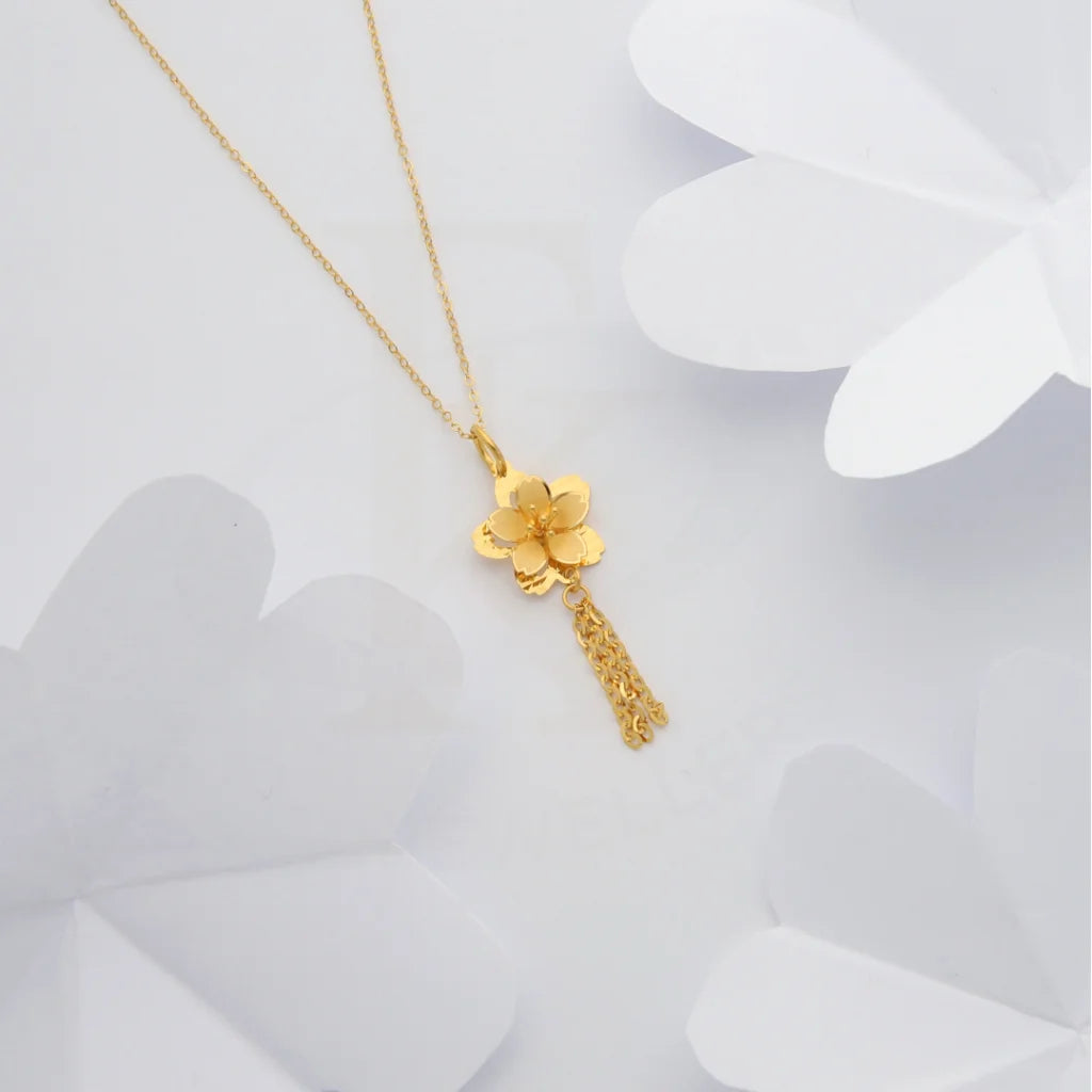 Simple Chain Necklace For Fashionable Look-Gold Necklace (Chain with Floral Style Pendant) 21KT - FKJNKL21KM8433