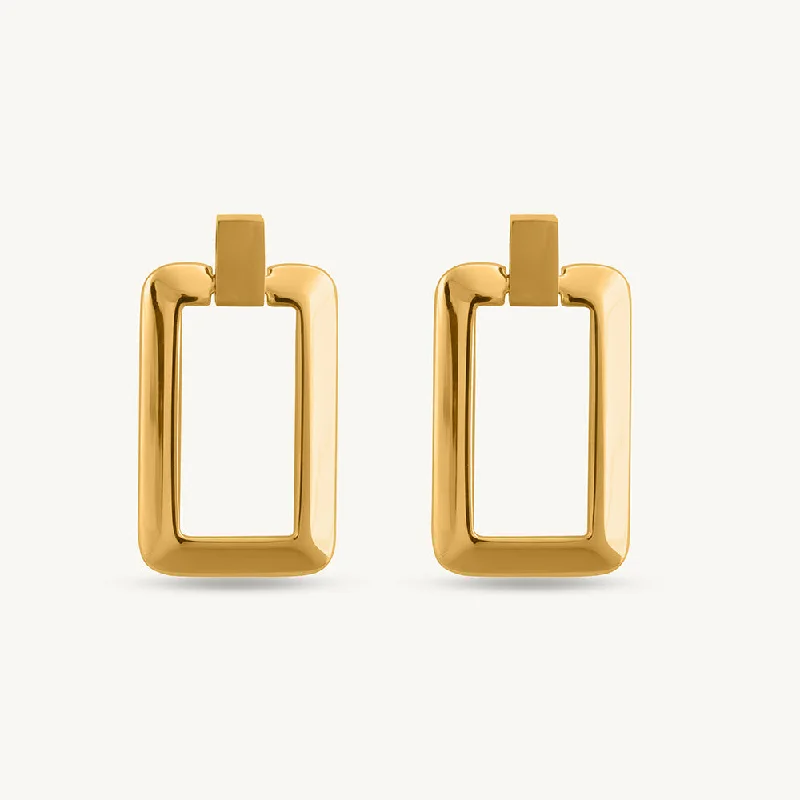 Colorful Resin Earrings For Summer Outfits-Gold Square Stud Earrings